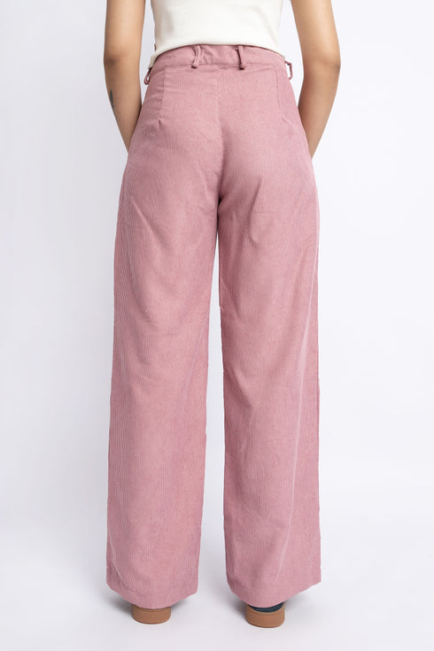 The Tea Pink Corduroy Straight Fit Trousers